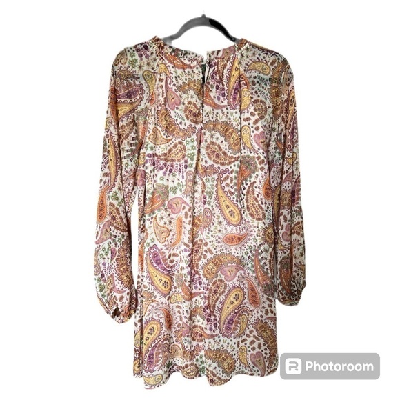 Lush multi paisley print long sleeve dress size Medium - Picture 2 of 5
